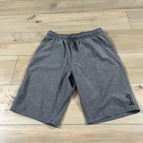 Levi's Youth Boys Straight Shorts Gray and Black Elastic Waist - Picture 2 of 11
